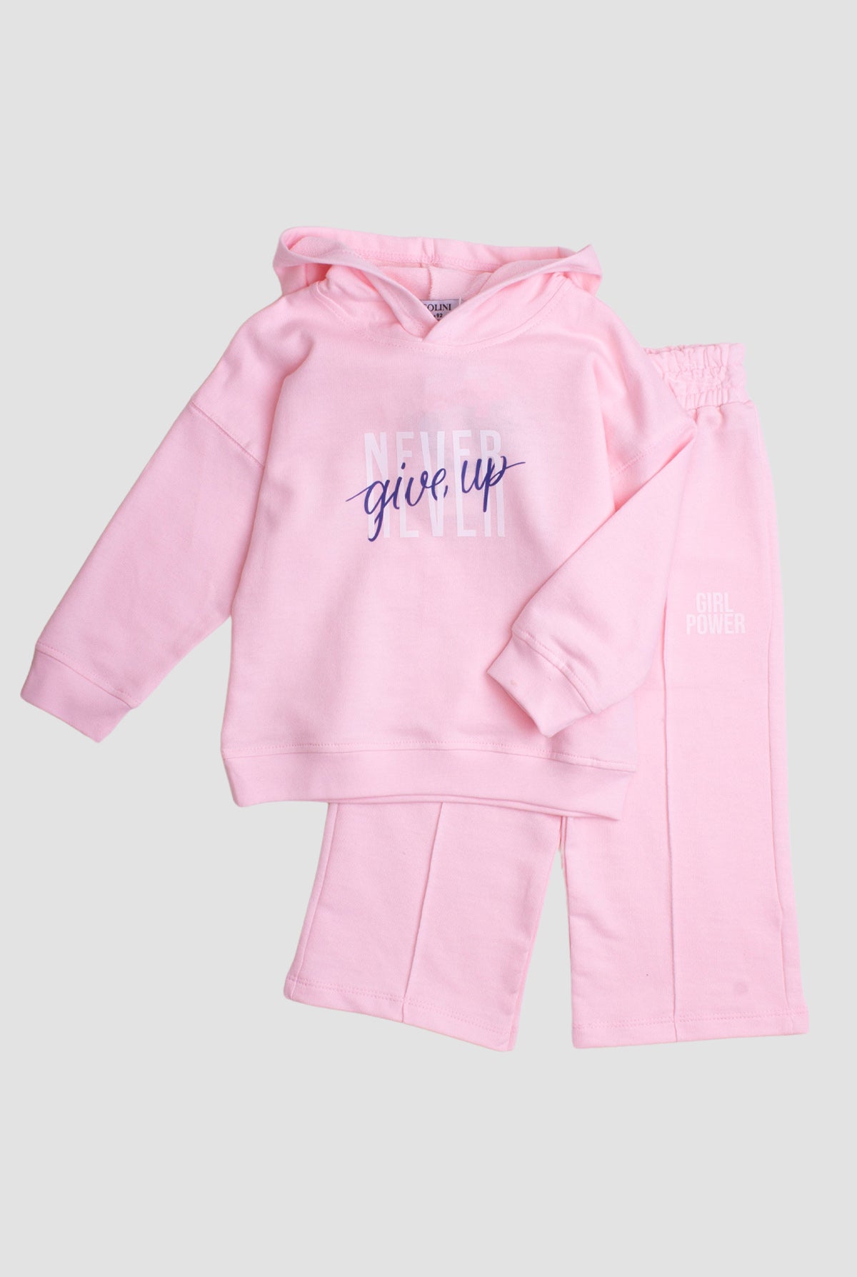 Kız Çocuk Kapüşonlu Yazı Baskılı Sweatshirt ve Eşofman Altı 2'li Takım